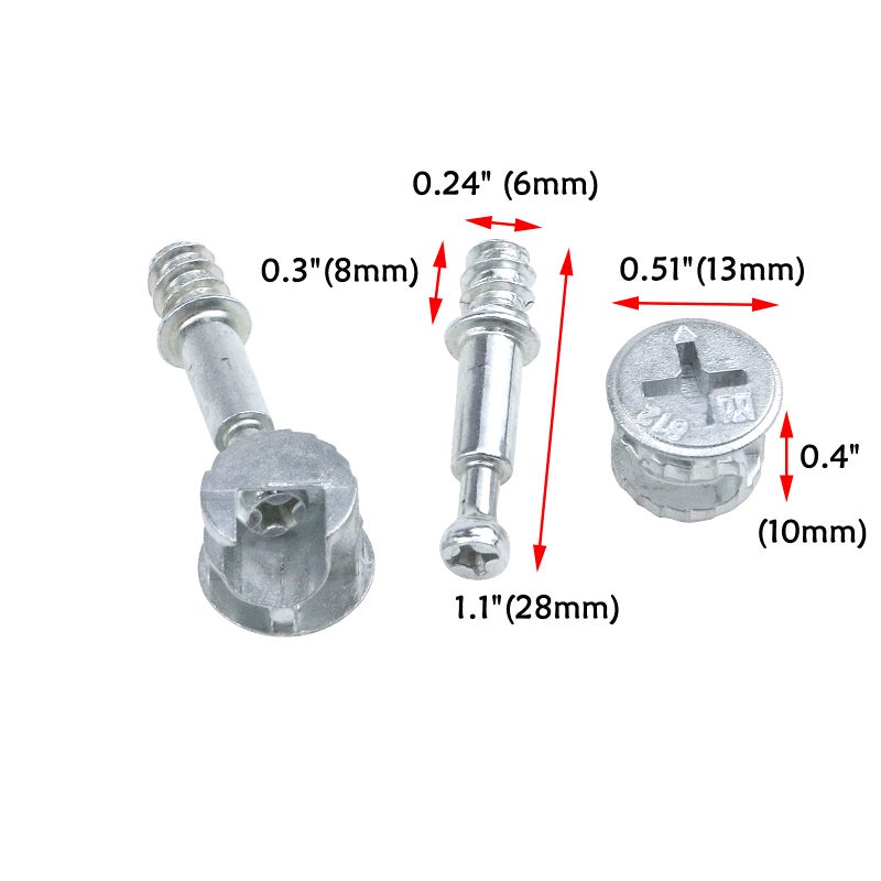 Antrader 10-Pack Furniture Side Knock Down Furniture Cam Lock Connecting Fitting Pre-Inserted Nut Dowels Connector Assembly (812 Fitting+28mm Screw) - Image 2